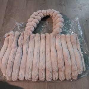 Chic Cream Faux Fur Tote Bag